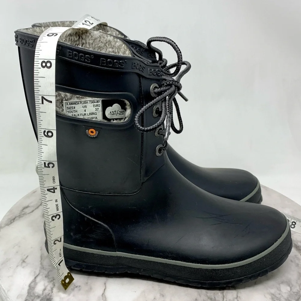 Bogs Amanda Plush Waterproof Lace Up Mid Winter Boots Youth 4/37 Warm Rain Snow - Picture 12 of 16